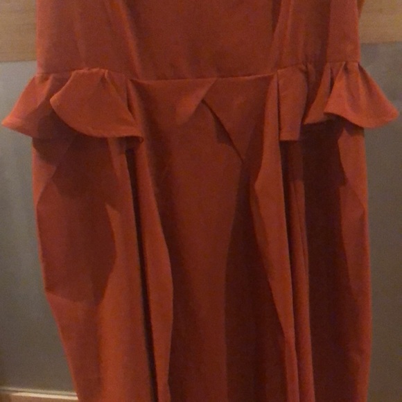 SELFI Dark reddish/Rust Orange Semi-Sheer Spaghetti Strap Dress - Picture 6 of 12